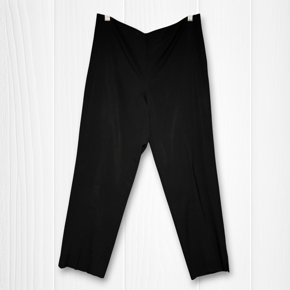 St. John Caviar High Waist Cropped Ankle Straight Leg Dress Pants Women 10 Black